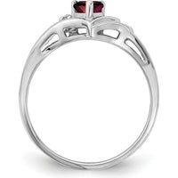 14K White Gold Heart-Shaped Garnet and Diamond Accent Ring by Monteluci Fine Jewelry
