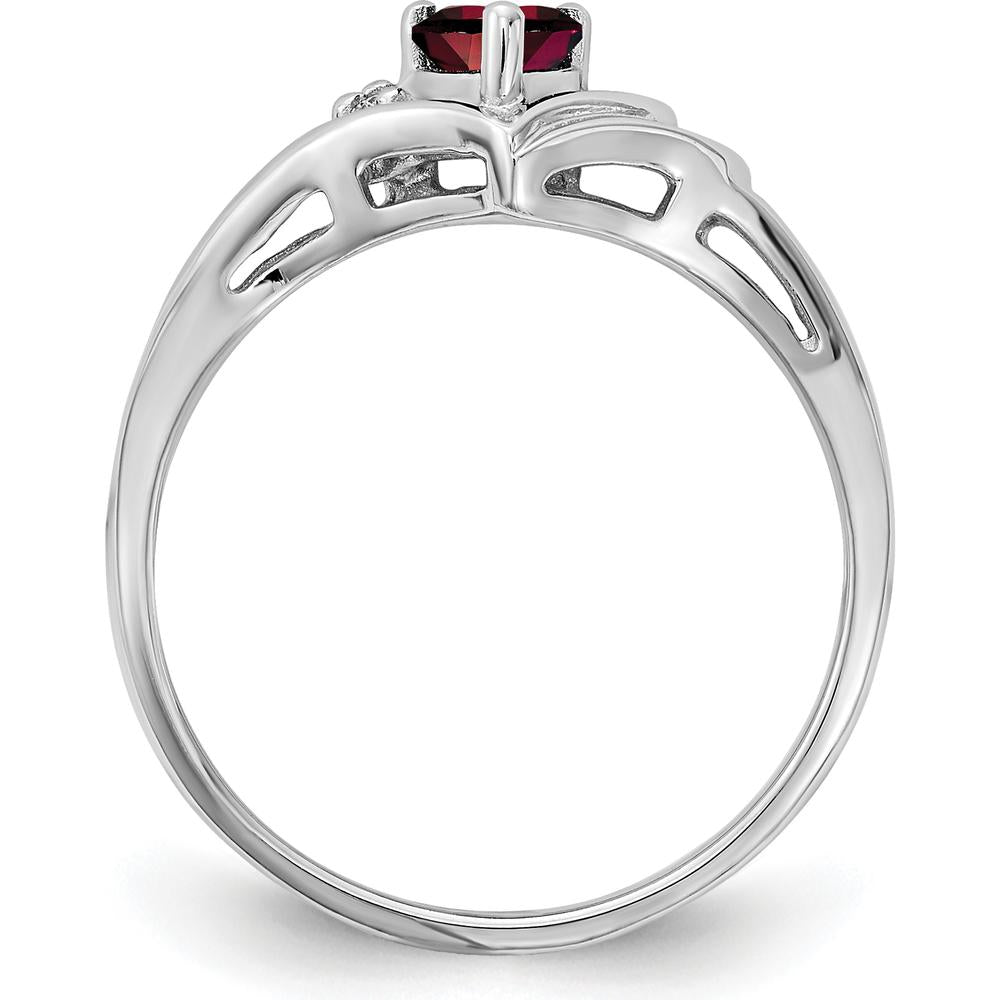 14K White Gold Heart-Shaped Garnet and Diamond Accent Ring by Monteluci Fine Jewelry