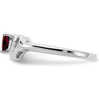 14K White Gold Heart-Shaped Garnet and Diamond Accent Ring by Monteluci Fine Jewelry