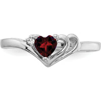 14K White Gold Heart-Shaped Garnet and Diamond Accent Ring by Monteluci Fine Jewelry