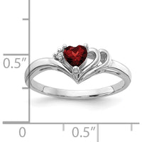 14K White Gold Heart-Shaped Garnet and Diamond Accent Ring by Monteluci Fine Jewelry