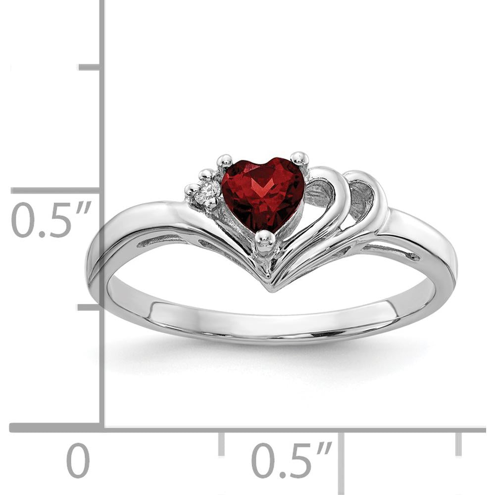 14K White Gold Heart-Shaped Garnet and Diamond Accent Ring by Monteluci Fine Jewelry