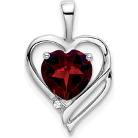 14K White Gold Heart-Shaped Garnet and Diamond Pendant - 1.16 Carat Total Garnet Weight by Lumare Gioia