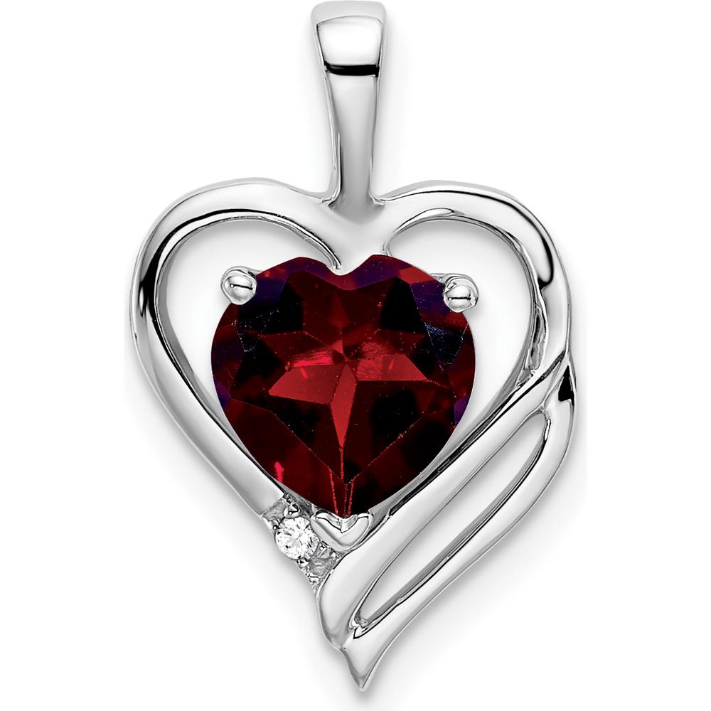 14K White Gold Heart-Shaped Garnet and Diamond Pendant - 1.16 Carat Total Garnet Weight by Lumare Gioia