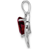 14K White Gold Heart-Shaped Garnet and Diamond Pendant - 1.16 Carat Total Garnet Weight by Lumare Gioia