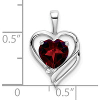 14K White Gold Heart-Shaped Garnet and Diamond Pendant - 1.16 Carat Total Garnet Weight by Lumare Gioia