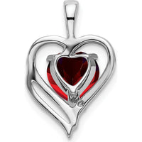 14K White Gold Heart-Shaped Garnet and Diamond Pendant - 1.16 Carat Total Garnet Weight by Lumare Gioia