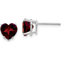 14K White Gold Heart-Shaped Garnet Stud Earrings - 1.40 Carat Total Garnet Weight by Monteluci Fine Jewelry