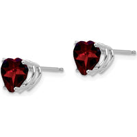 14K White Gold Heart-Shaped Garnet Stud Earrings - 1.40 Carat Total Garnet Weight by Monteluci Fine Jewelry