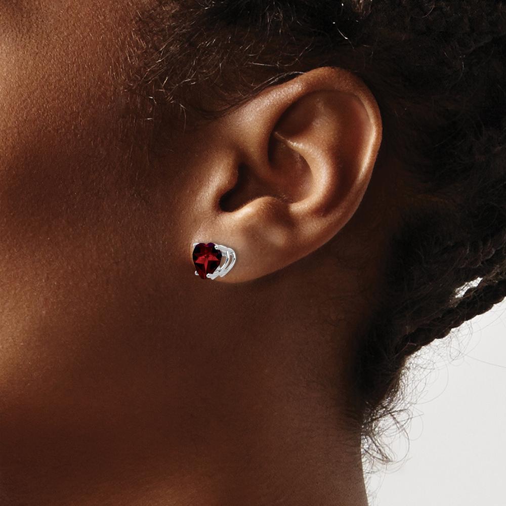 14K White Gold Heart-Shaped Garnet Stud Earrings - 1.40 Carat Total Garnet Weight by Monteluci Fine Jewelry