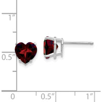 14K White Gold Heart-Shaped Garnet Stud Earrings - 1.40 Carat Total Garnet Weight by Monteluci Fine Jewelry