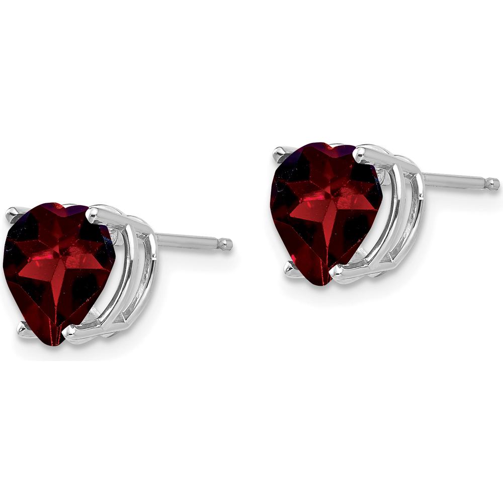 14K White Gold Heart Shaped Garnet Stud Earrings - 2.00 Carat Total Garnet Weight by Monteluci Fine Jewelry