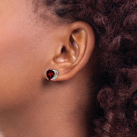 14K White Gold Heart Shaped Garnet Stud Earrings - 2.00 Carat Total Garnet Weight by Monteluci Fine Jewelry