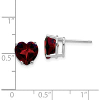 14K White Gold Heart Shaped Garnet Stud Earrings - 2.00 Carat Total Garnet Weight by Monteluci Fine Jewelry