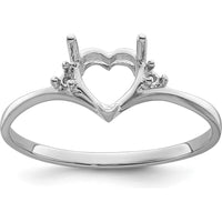 14K White Gold Heart Shaped Gemstone Ring Mounting - 6mm by Monteluci Fine Jewelry