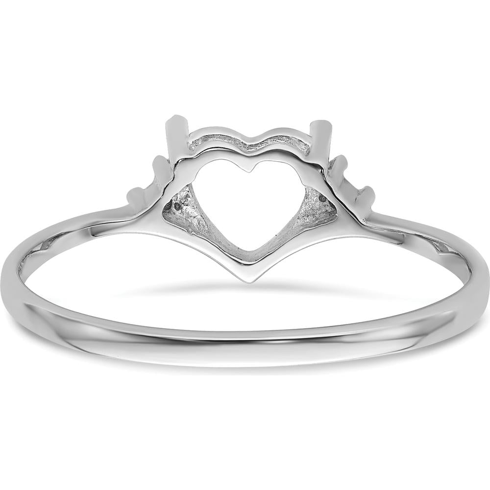 14K White Gold Heart Shaped Gemstone Ring Mounting - 6mm by Monteluci Fine Jewelry