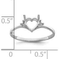14K White Gold Heart Shaped Gemstone Ring Mounting - 6mm by Monteluci Fine Jewelry