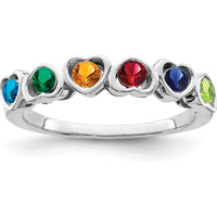 14K White Gold Heart-Shaped Gemstone Ring with Multi-Color Stones by Monteluci Fine Jewelry