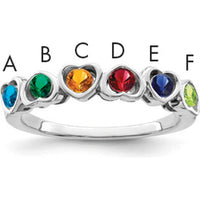 14K White Gold Heart-Shaped Gemstone Ring with Multi-Color Stones by Monteluci Fine Jewelry