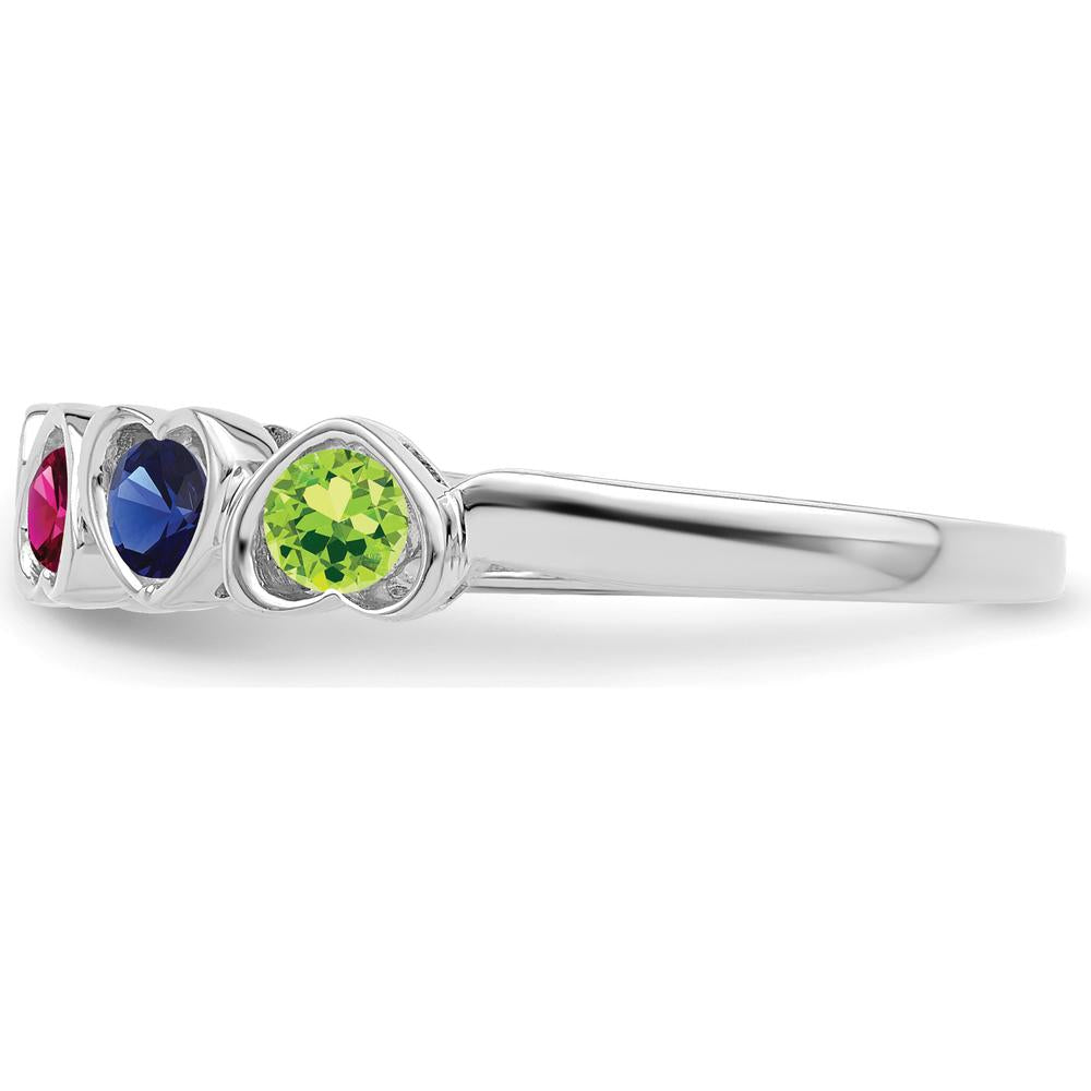 14K White Gold Heart-Shaped Gemstone Ring with Multi-Color Stones by Monteluci Fine Jewelry