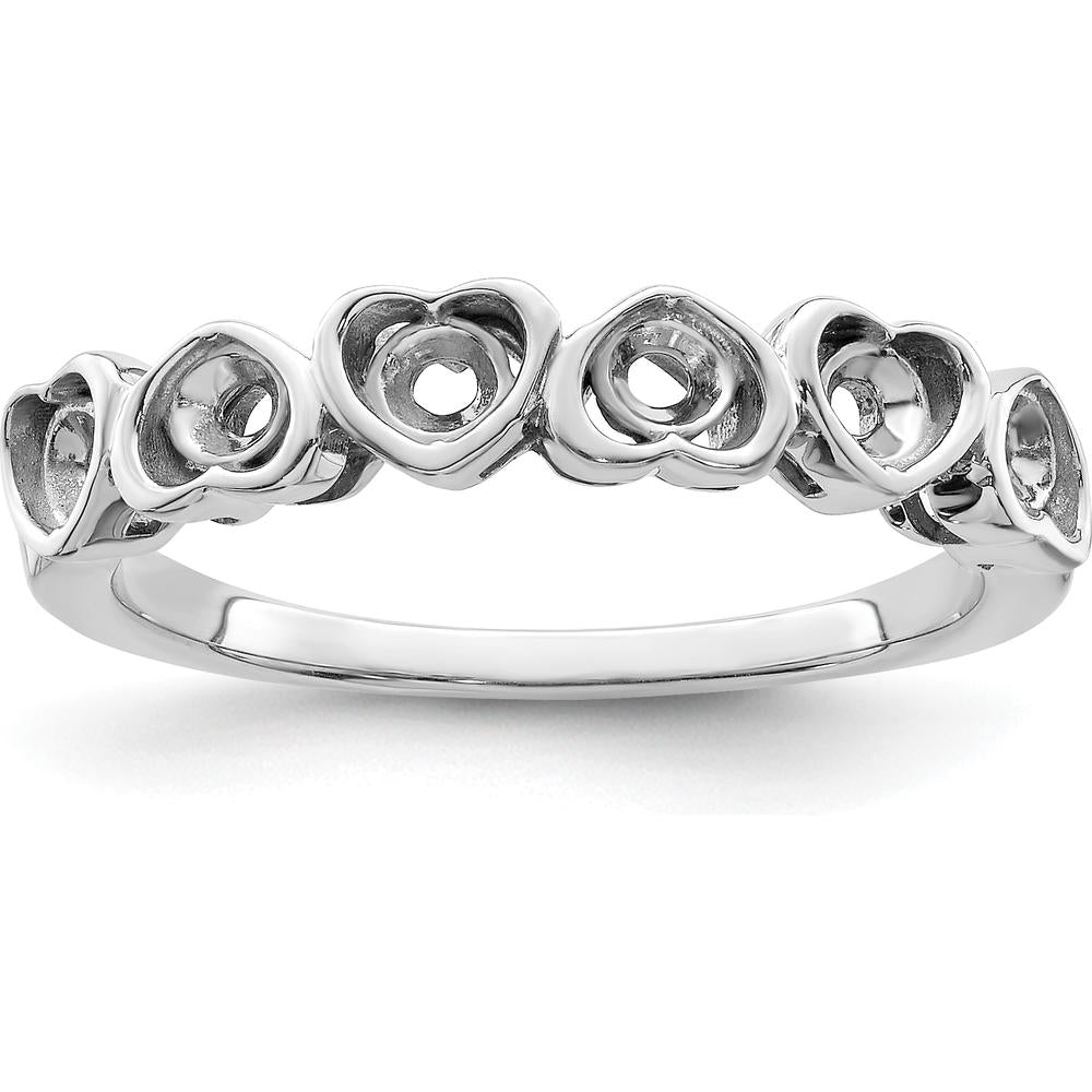 14K White Gold Heart-Shaped Gemstone Ring with Multi-Color Stones by Monteluci Fine Jewelry