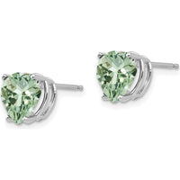 14K White Gold Heart-Shaped Green Quartz Stud Earrings - 1.7 Carat Total Gem Weight by Oro Pregiato
