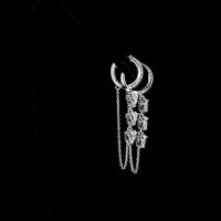 14K White Gold Heart-Shaped Hanging Drop Earrings with Three Heart-Cut Lab Diamonds and Brilliant Accents - 3.21 Carat Total Diamond Weight - Covaloro Fine Jewelry
