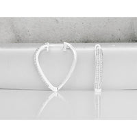 14K White Gold Heart-Shaped Huggie Earrings with Pavé Set Round Diamonds - 0.25 Carat Total Diamond Weight - Royal Jewelry