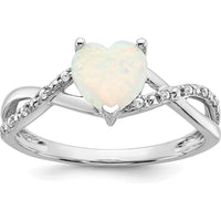 14K White Gold Heart-Shaped Lab-Created Opal and Diamond Ring with 0.48 Carat Total Gemstone Weight by 0