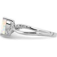 14K White Gold Heart-Shaped Lab-Created Opal and Diamond Ring with 0.48 Carat Total Gemstone Weight by 0