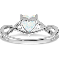 14K White Gold Heart-Shaped Lab-Created Opal and Diamond Ring with 0.48 Carat Total Gemstone Weight by 0
