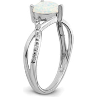 14K White Gold Heart-Shaped Lab-Created Opal and Diamond Ring with 0.48 Carat Total Gemstone Weight by 0