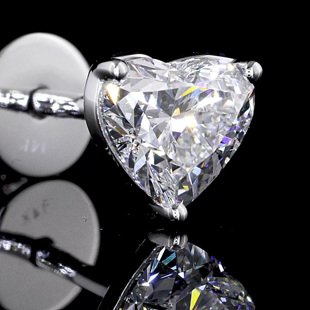 14K White Gold Heart-Shaped Lab Diamond Martini Stud Earrings - 1.11 Carats Total Diamond Weight (E-F Color, VS2 Clarity) - Covaloro Fine Jewelry