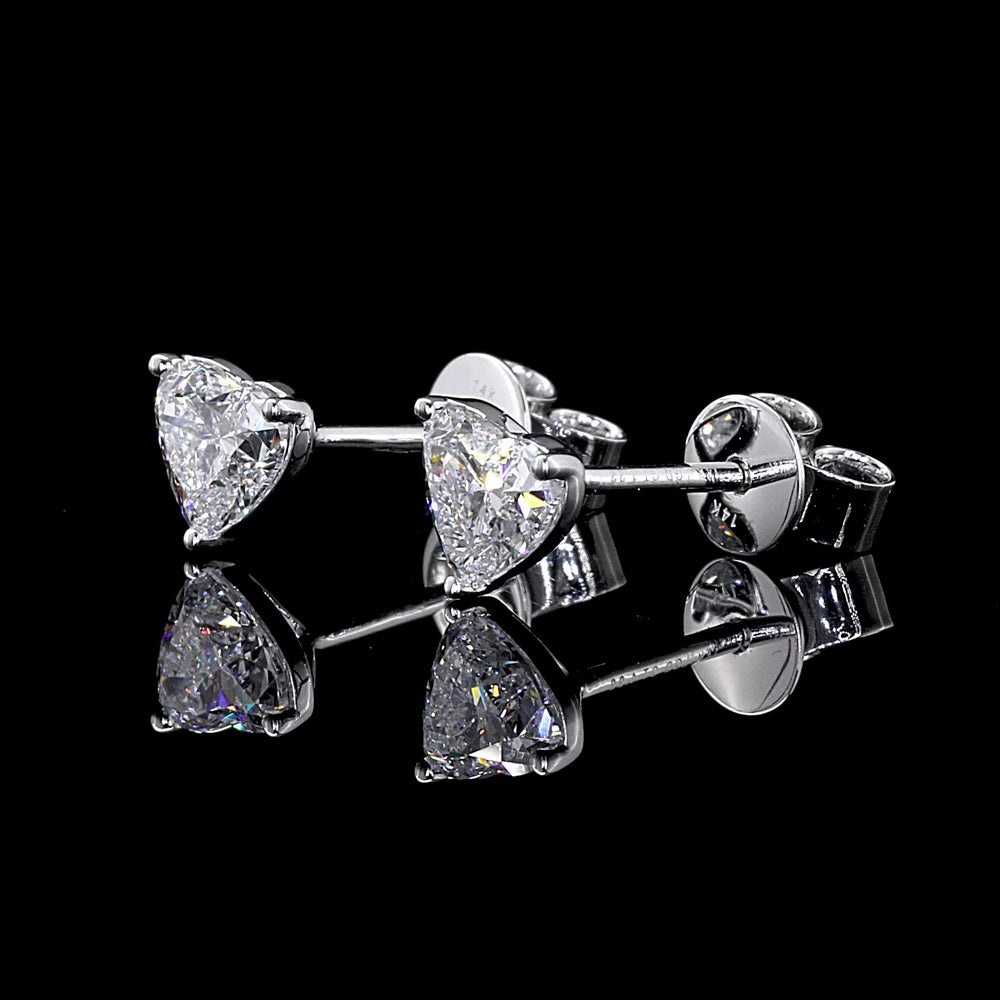 14K White Gold Heart-Shaped Lab Diamond Martini Stud Earrings - 1.11 Carats Total Diamond Weight (E-F Color, VS2 Clarity) - Covaloro Fine Jewelry