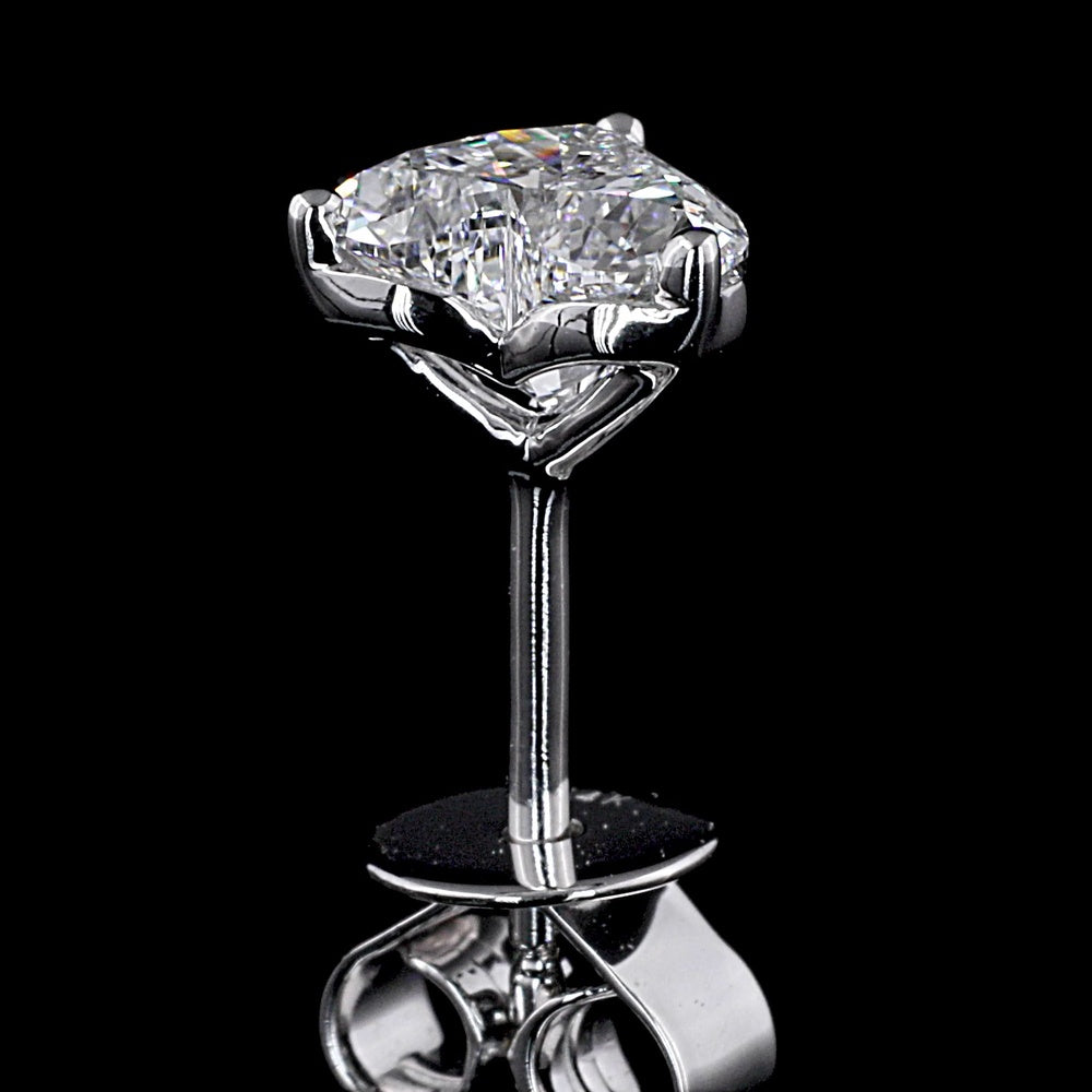 14K White Gold Heart-Shaped Lab Diamond Martini Stud Earrings - 1.11 Carats Total Diamond Weight (E-F Color, VS2 Clarity) - Covaloro Fine Jewelry