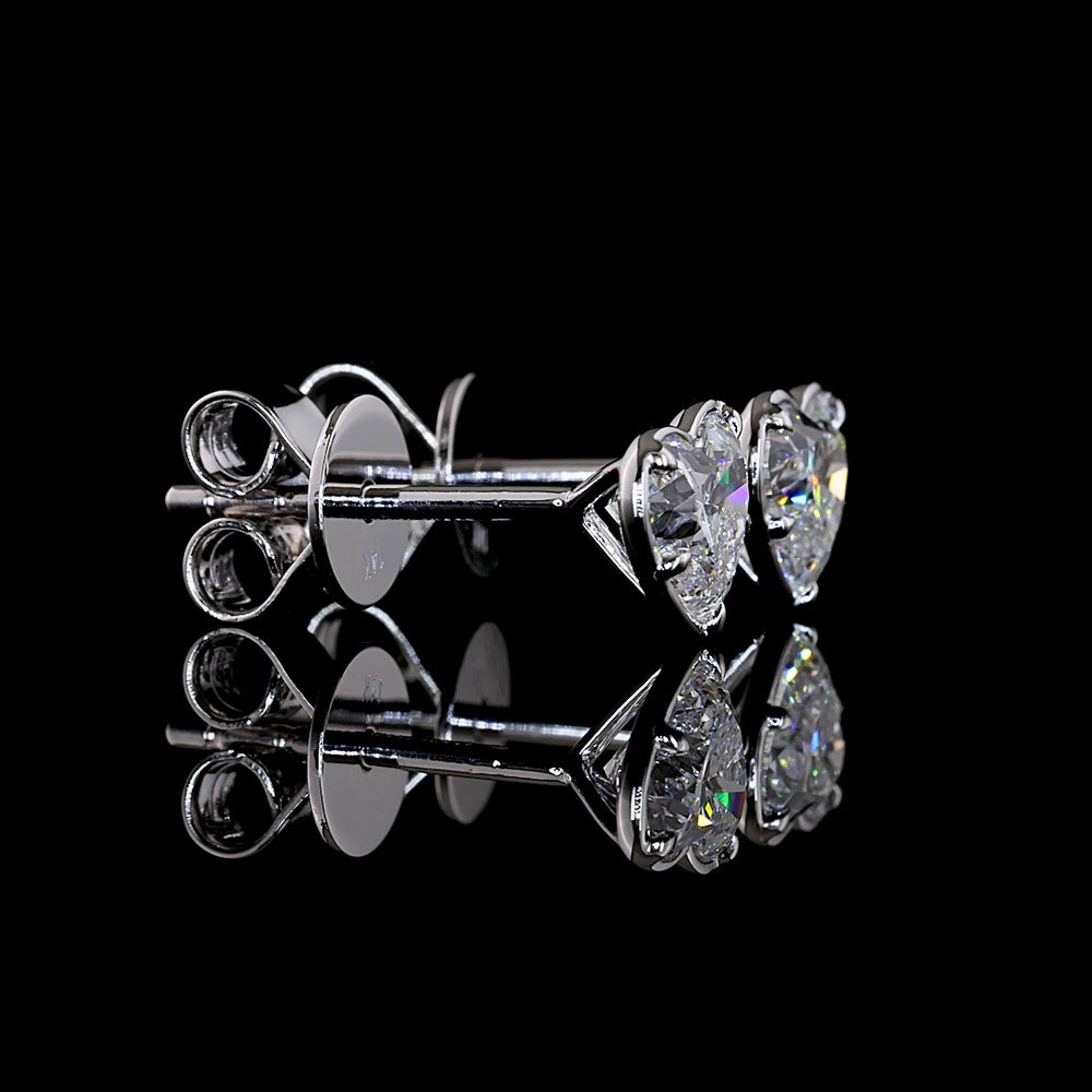 14K White Gold Heart Shaped Lab Diamond Stud Earrings with Bezel-Prong Setting - 1.03 Carats Total Diamond Weight - Covaloro Fine Jewelry