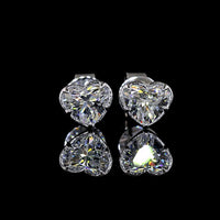 14K White Gold Heart Shaped Lab Diamond Stud Earrings with Bezel-Prong Setting - 1.03 Carats Total Diamond Weight - Covaloro Fine Jewelry