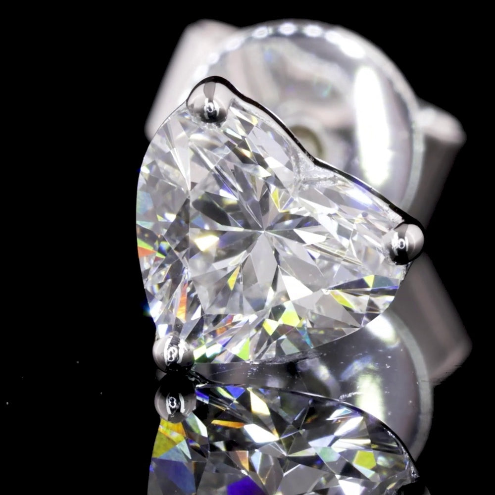 14K White Gold Heart Shaped Martini Set Earrings with Lab-Grown Diamonds - 0.84 Carat Total Weight, E-F Color VS1 Clarity - Covaloro Fine Jewelry