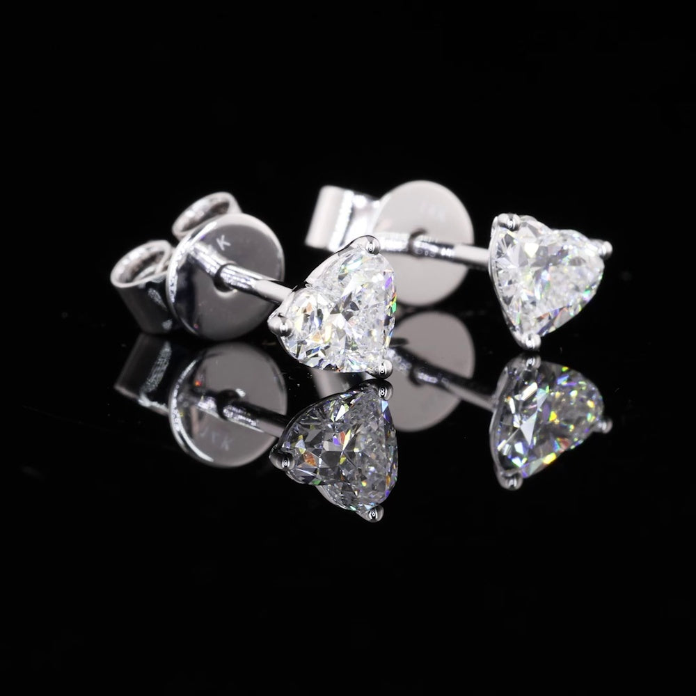 14K White Gold Heart Shaped Martini Stud Earrings with 0.72 Carat Total Weight Lab Diamonds (E-F Color, VS1 Clarity) - Covaloro Fine Jewelry