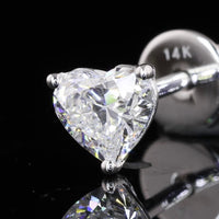 14K White Gold Heart Shaped Martini Stud Earrings with 0.72 Carat Total Weight Lab Diamonds (E-F Color, VS1 Clarity) - Covaloro Fine Jewelry