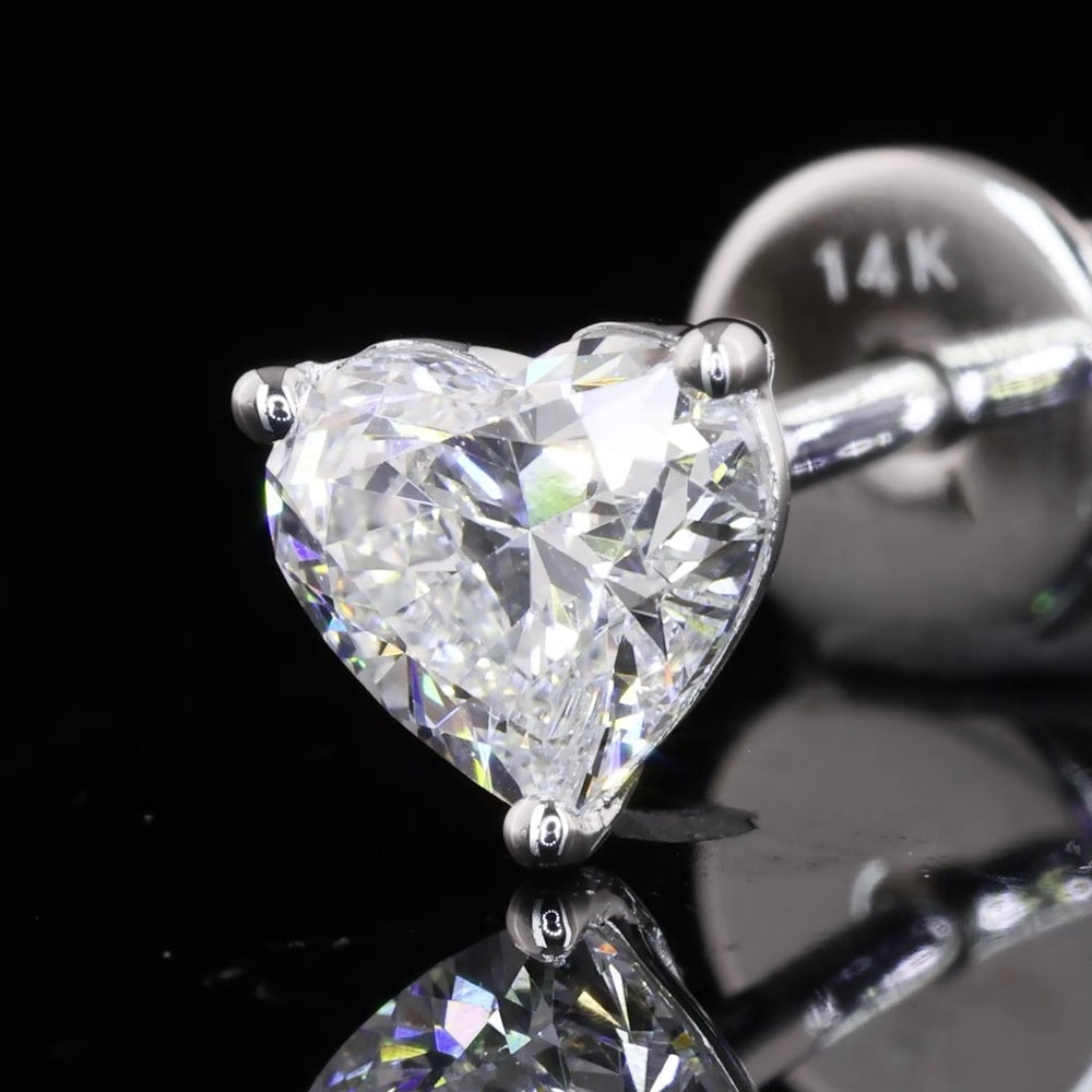 14K White Gold Heart Shaped Martini Stud Earrings with 0.72 Carat Total Weight Lab Diamonds (E-F Color, VS1 Clarity) - Covaloro Fine Jewelry