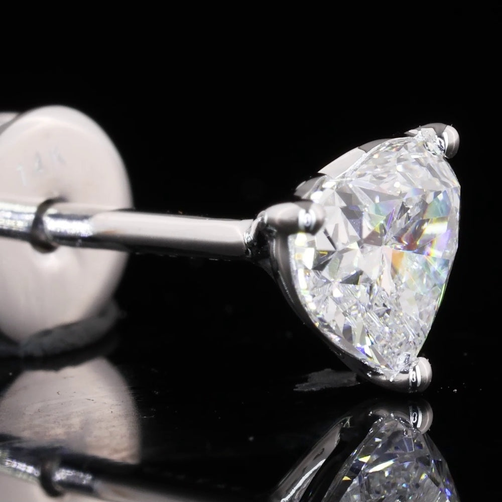 14K White Gold Heart Shaped Martini Stud Earrings with 0.72 Carat Total Weight Lab Diamonds (E-F Color, VS1 Clarity) - Covaloro Fine Jewelry