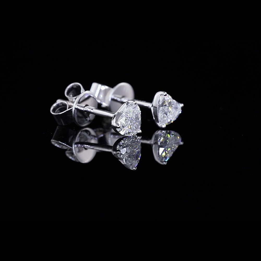 14K White Gold Heart-Shaped Martini Stud Earrings with E-F VS1 Lab-Grown Diamonds - 0.59 Carat Total Diamond Weight - Covaloro Fine Jewelry