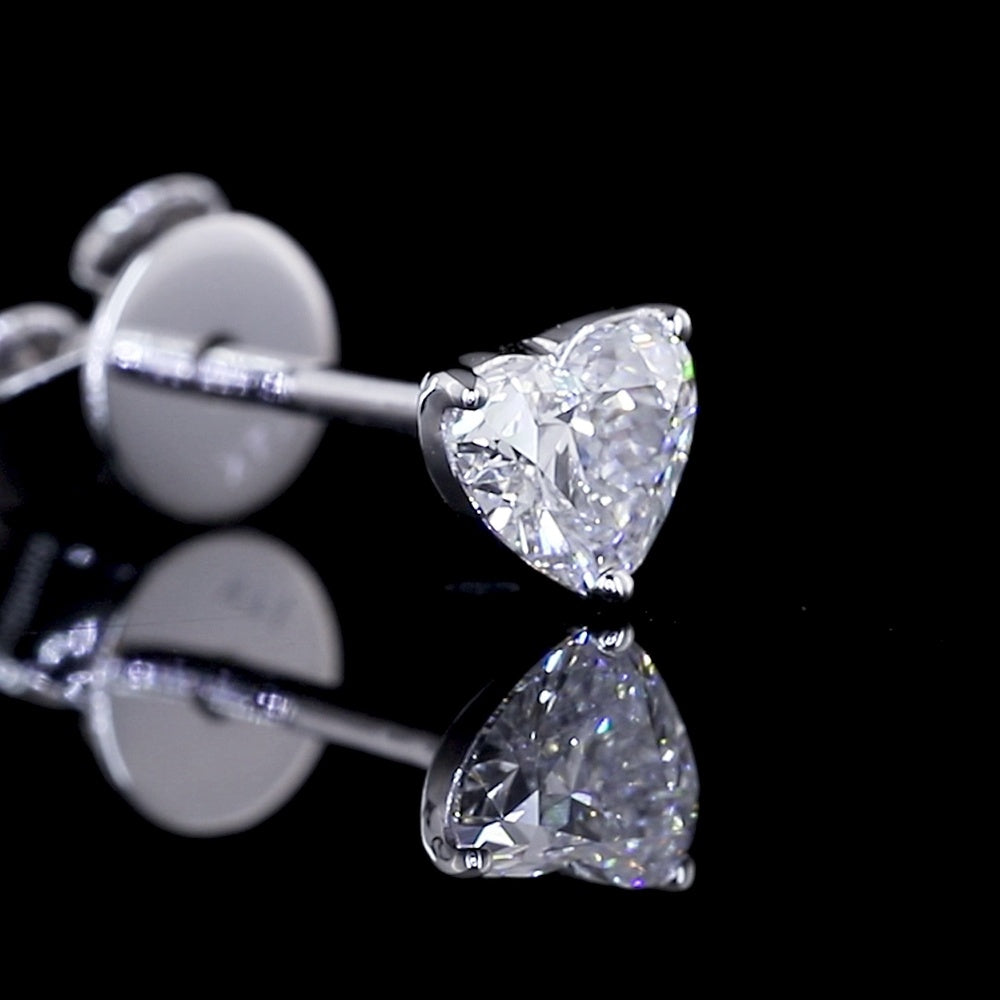 14K White Gold Heart-Shaped Martini Stud Earrings with E-F VS1 Lab-Grown Diamonds - 0.59 Carat Total Diamond Weight - Covaloro Fine Jewelry