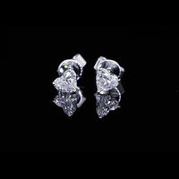 14K White Gold Heart-Shaped Martini Stud Earrings with E-F VS1 Lab-Grown Diamonds - 0.59 Carat Total Diamond Weight - Covaloro Fine Jewelry