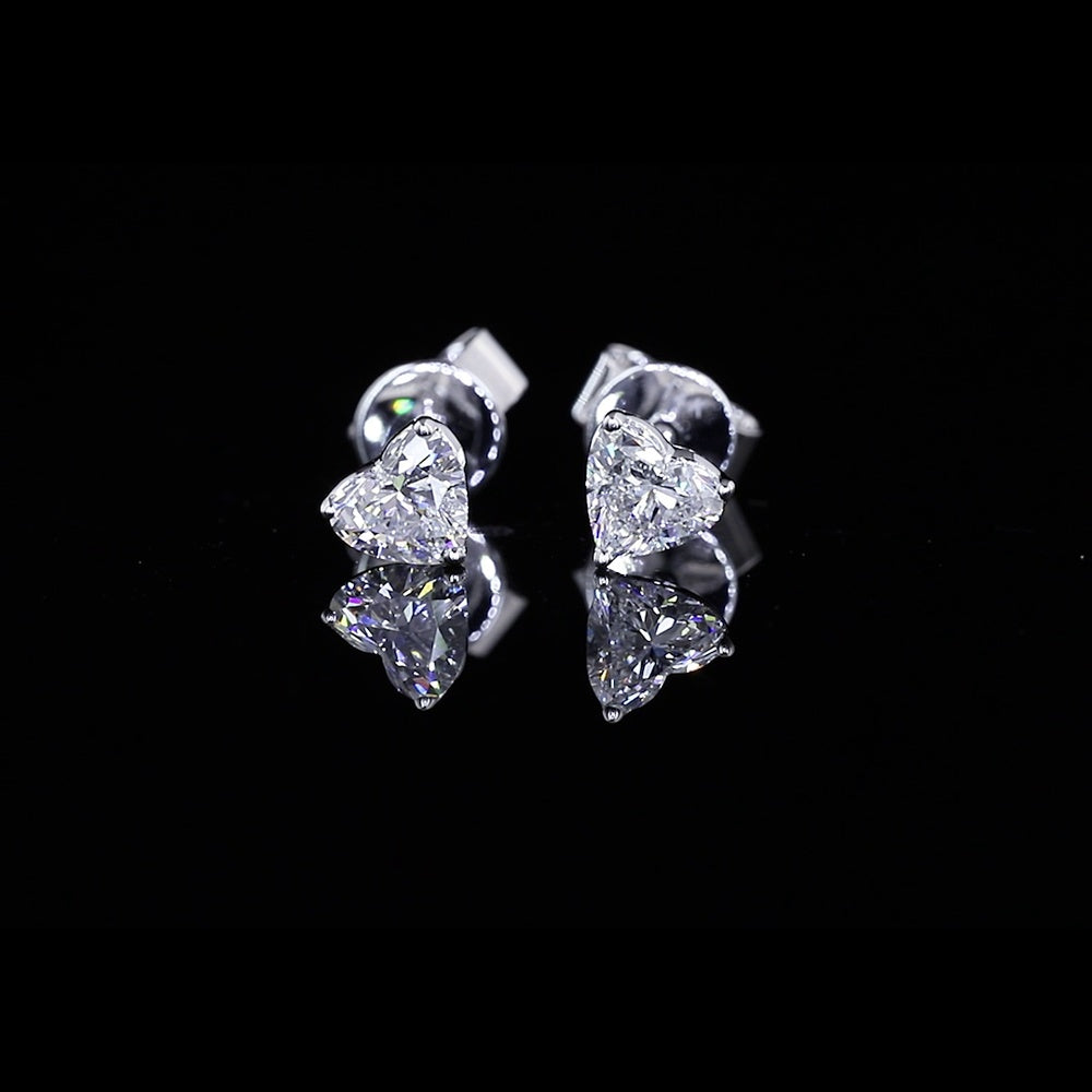 14K White Gold Heart-Shaped Martini Stud Earrings with E-F VS1 Lab-Grown Diamonds - 0.59 Carat Total Diamond Weight - Covaloro Fine Jewelry