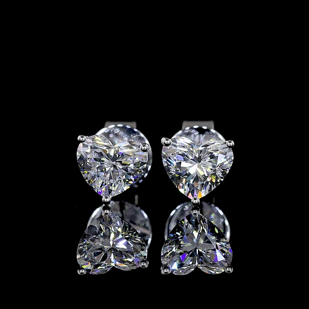 14K White Gold Heart Shaped Martini Stud Earrings with Lab Diamonds - 1.09 Carat Total Weight (E-F Color, VS Clarity) - Covaloro Fine Jewelry