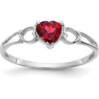 14K White Gold Heart-Shaped Natural Garnet Ring with Open-Heart Band - 0.55 Carat by Oro Pregiato