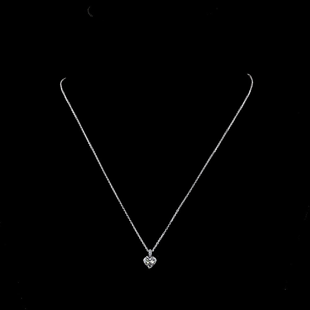 14K White Gold Heart-Shaped Pendant Necklace with 1.00 Carat Lab Diamond Center and Accent Diamonds - 1.02 Total Carat Weight - Covaloro Fine Jewelry