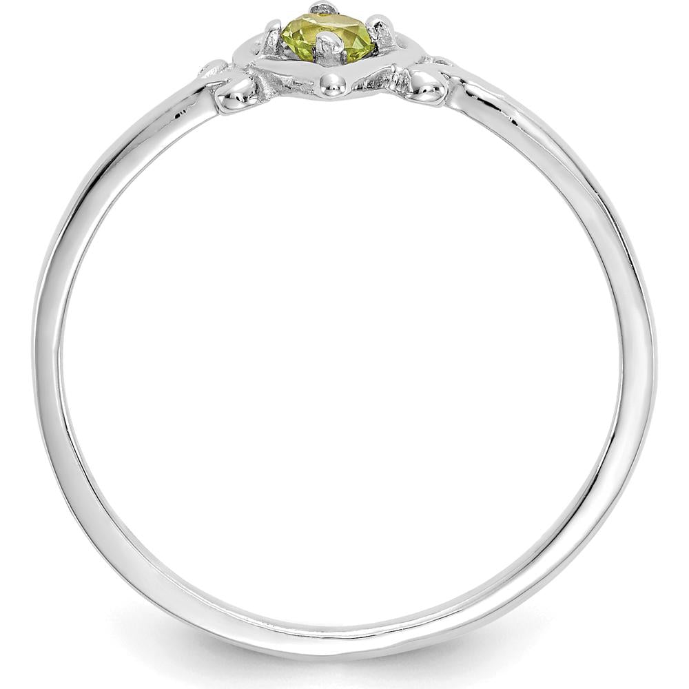 14K White Gold Heart-Shaped Peridot Birthstone Ring - 0.12 Carat Total Peridot Weight by Oro Pregiato